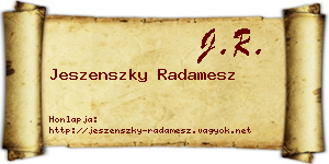 Jeszenszky Radamesz névjegykártya